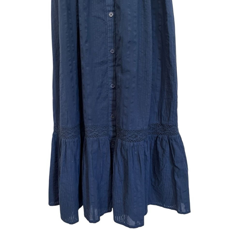 NWT And Now‎ This | Navy Blue Crochet Trim Cotton Maxi Dress XXS - Picture 7 of 12